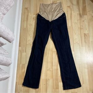 Loft Women's Dark Blue Boot Leg Maternity Jeans High Waisted Size 4